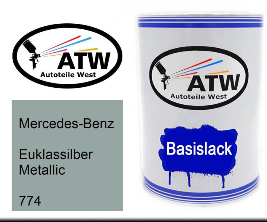 Mercedes-Benz, Euklassilber Metallic, 774: 500ml Lackdose, von ATW Autoteile West.